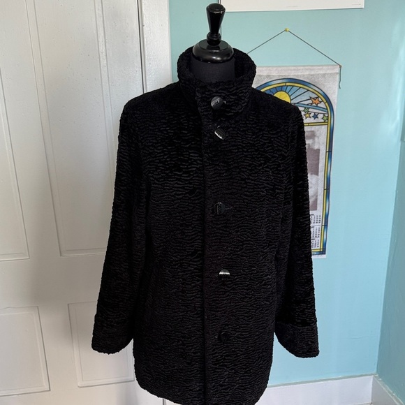 Jackets & Blazers - Retro 1950s Black Textured Coat L